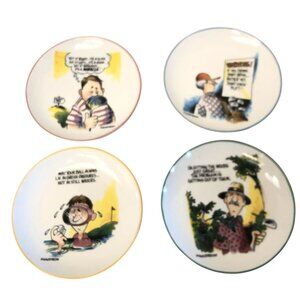 Humorous Golf-Themed Collectible Ceramic Saucers Set Of 4‎ By Finkstrom